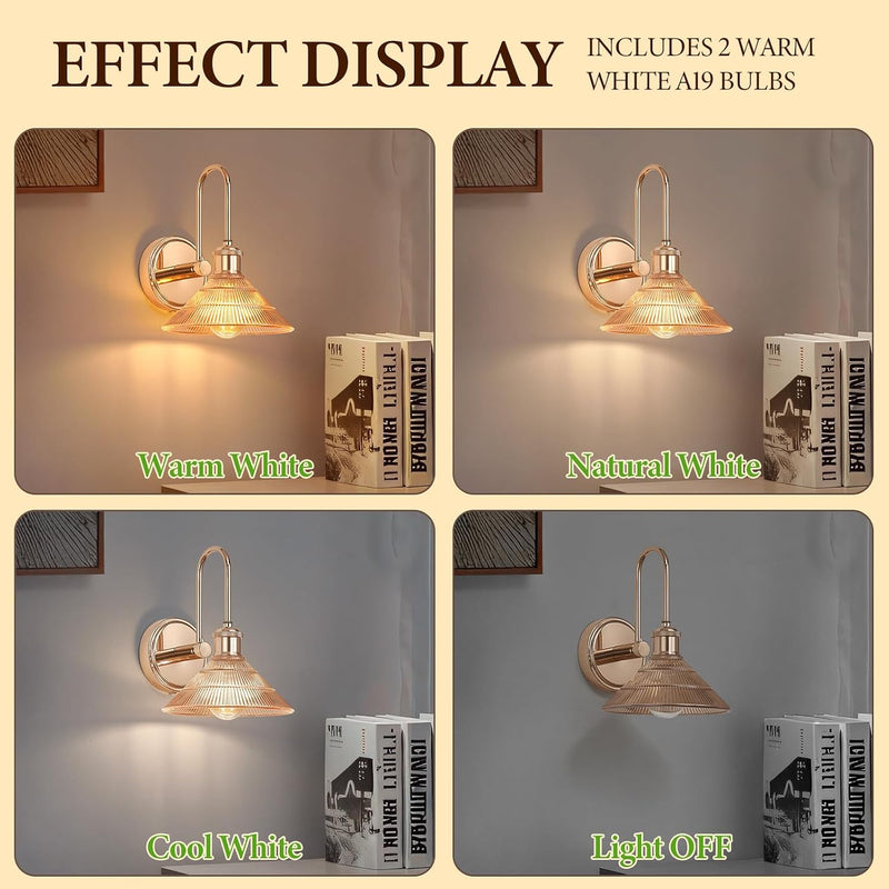 Wall Sconce Chrome Vintage Light Fixtures with Round (Set of 2)