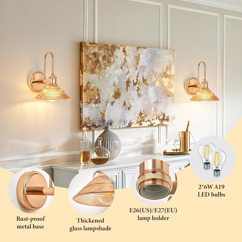 Wall Sconce Chrome Vintage Light Fixtures with Round (Set of 2)