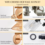 Wall Sconce Chrome Vintage Light Fixtures with Round (Set of 2)
