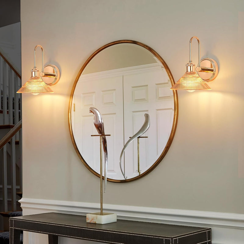 Wall Sconce Chrome Vintage Light Fixtures with Round (Set of 2)