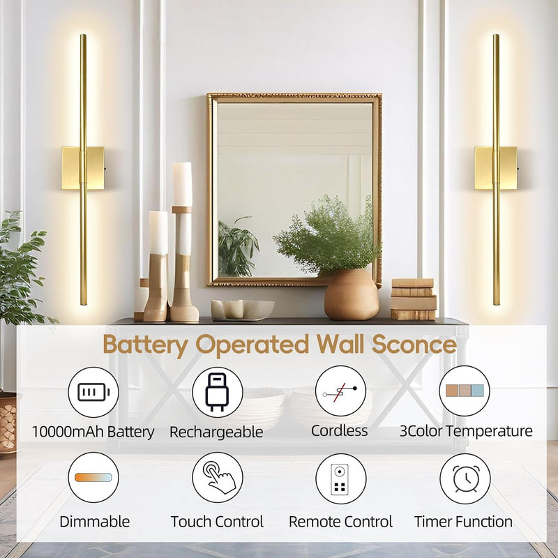 Wall Sconce Lights 10000mah Battery Operated (2 Pack)