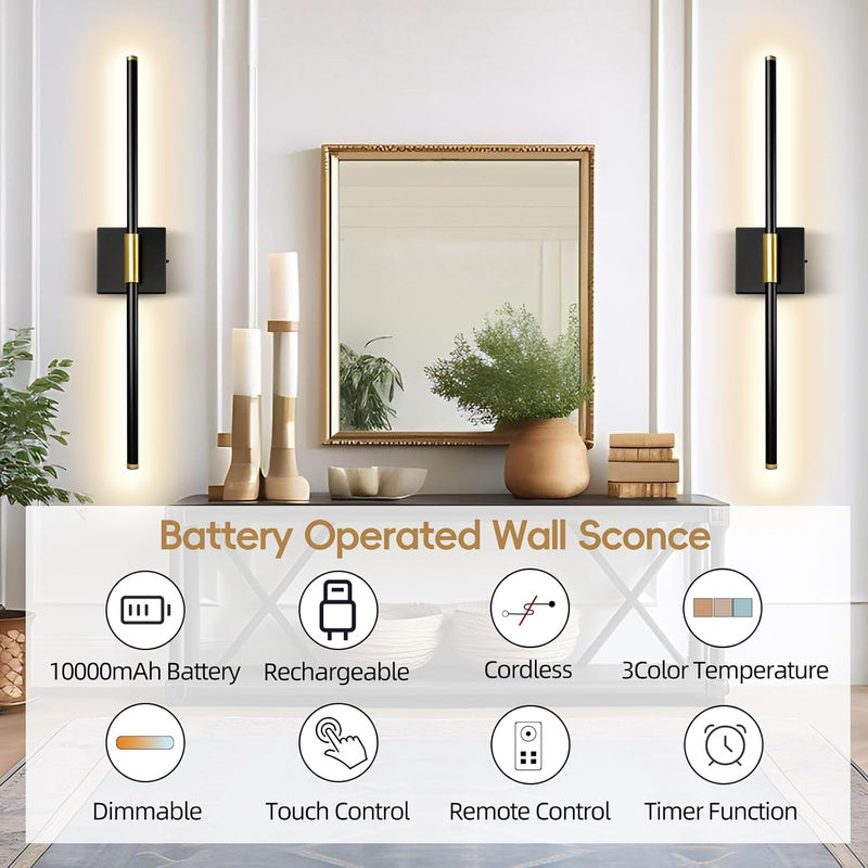 Wall Sconce Lights 10000mah Battery Operated (2 Pack)