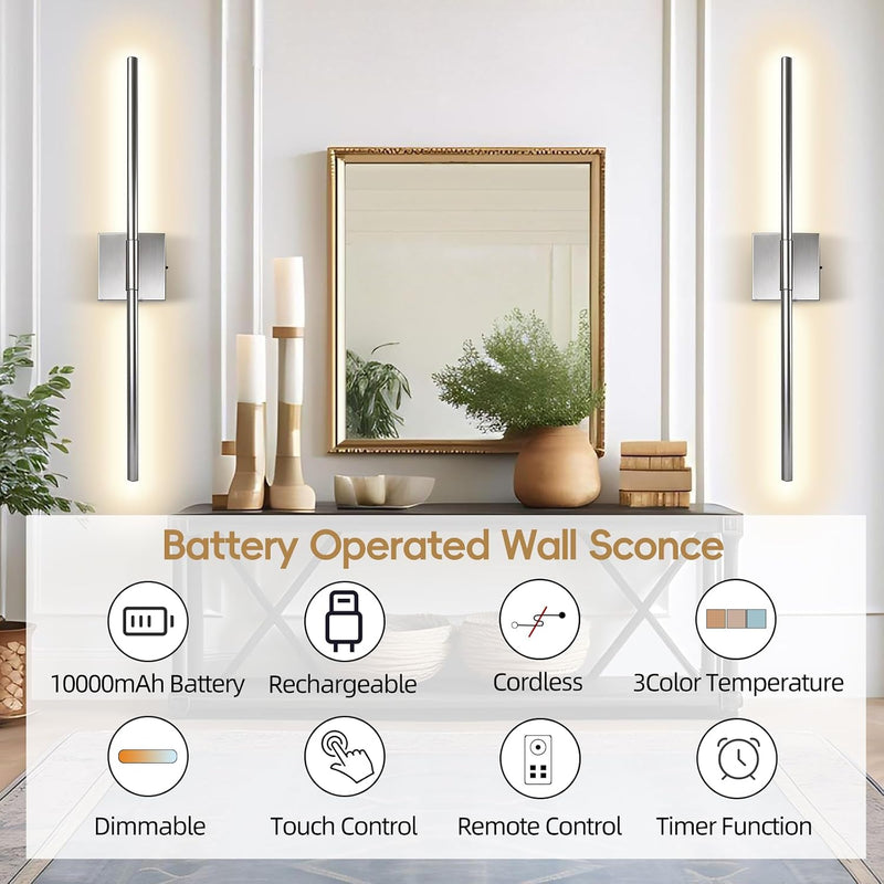 Wall Sconce Lights 10000mah Battery Operated (2 Pack)