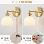 Wall Sconce Lights Set of Two Hardwired Vintage