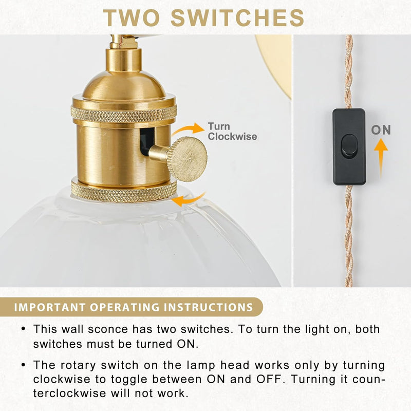 Wall Sconce Lights Set of Two Hardwired Vintage