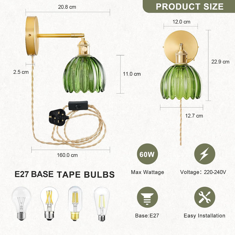 Wall Sconce Lights Set of Two Hardwired Vintage