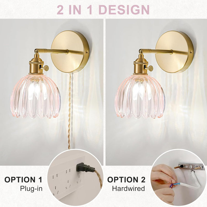 Wall Sconce Lights Set of Two Hardwired Vintage