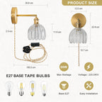 Wall Sconce Lights Set of Two Hardwired Vintage
