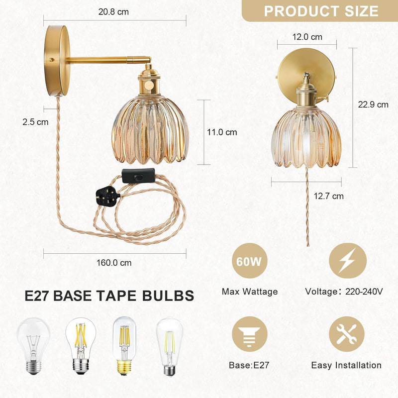 Wall Sconce Lights Set of Two Hardwired Vintage