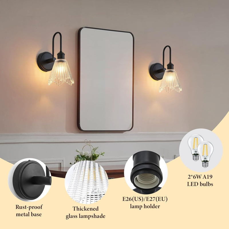 Wall Sconce Vintage Light Fixtures with Long Amber (Set of 2)