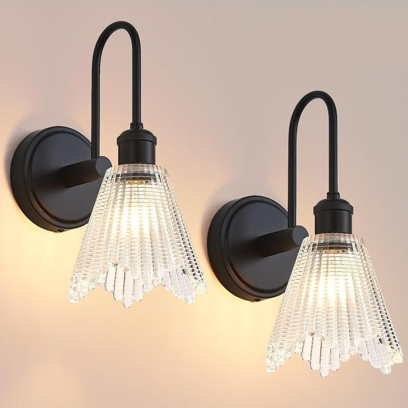 Wall Sconce Vintage Light Fixtures with Long Amber (Set of 2)