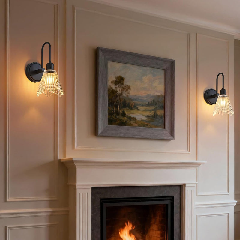 Wall Sconce Vintage Light Fixtures with Long Amber (Set of 2)