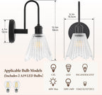 Wall Sconce Vintage Light Fixtures with Long Clear (Set of 2)
