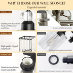 Wall Sconce with Crystal Lampshade Modern Vanity Lights (1 Pack)