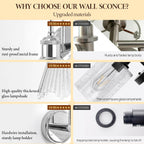 Wall Sconces Set of Two Decor with Glass