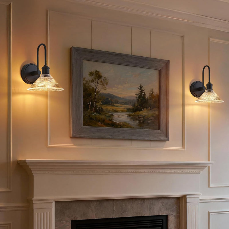 Wall Sconces Set of Two Decor with Glass