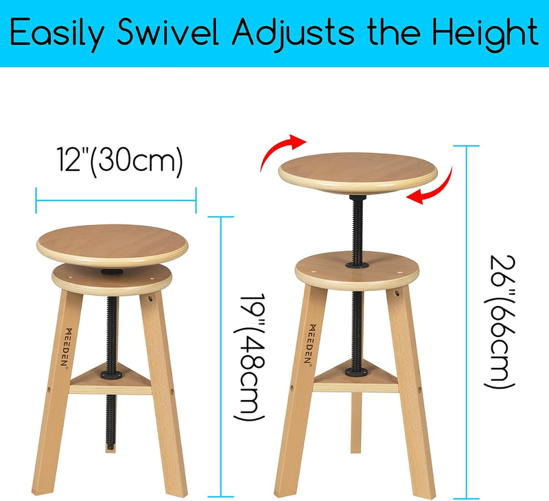 Walnut Drafting Stool with Solid Beech Wood Height