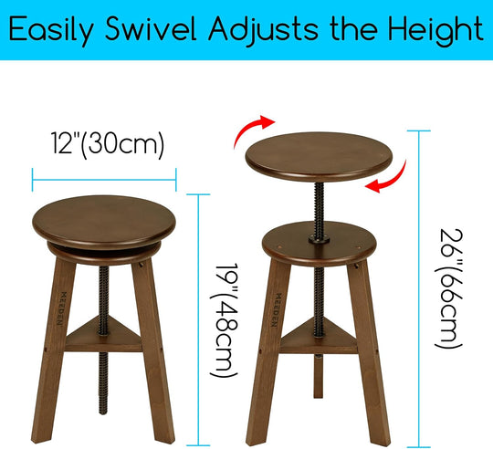 Walnut Drafting Stool with Solid Beech Wood Height