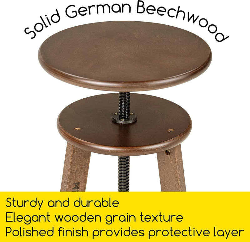Walnut Drafting Stool with Solid Beech Wood Height