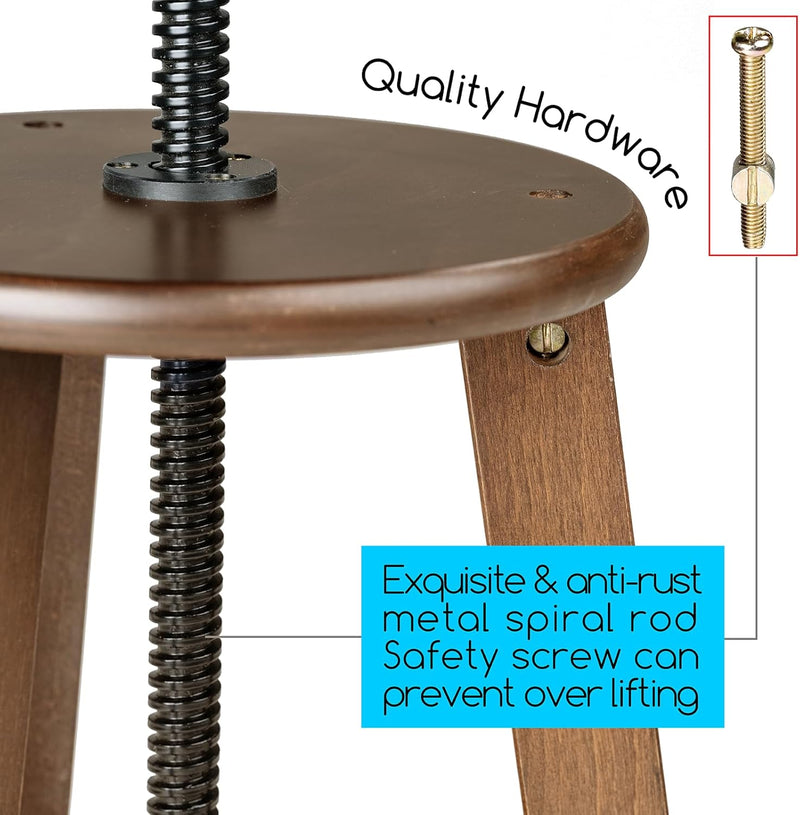 Walnut Drafting Stool with Solid Beech Wood Height