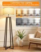 Walnut Floor Lamp with Crossed Square Wooden Base