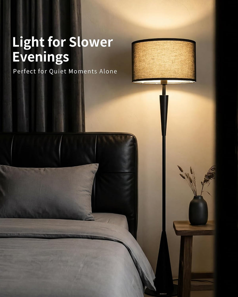 Walnut Floor Lamp with Crossed Square Wooden Base