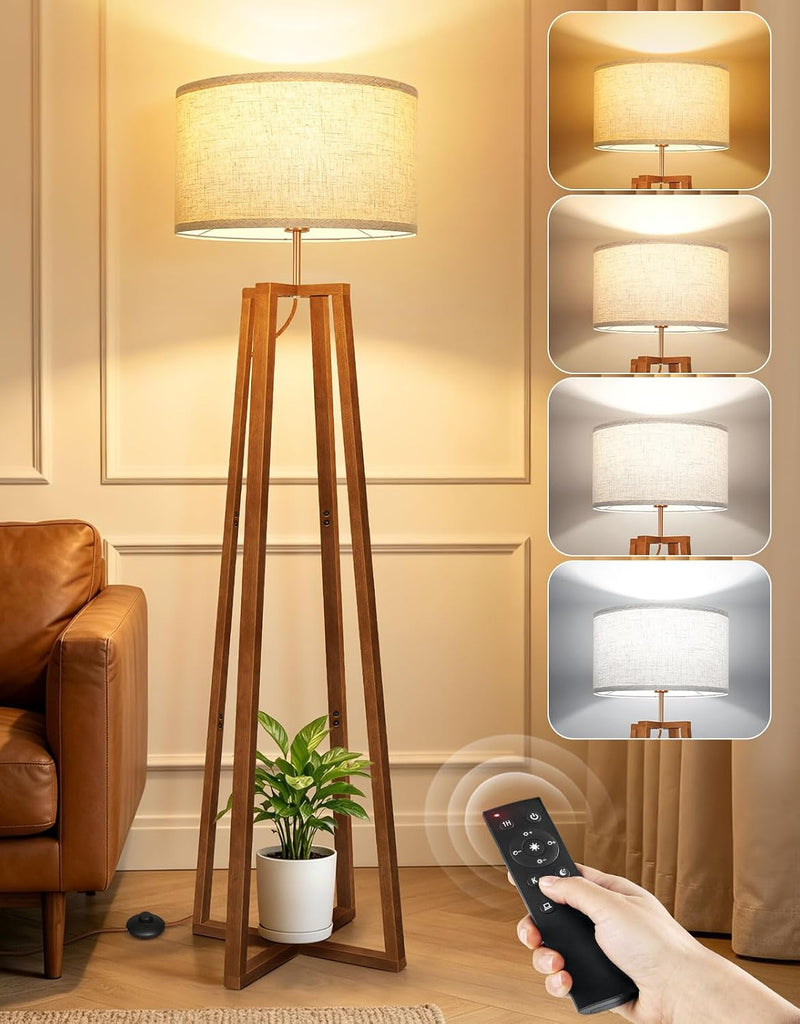 Walnut Floor Lamp with Crossed Square Wooden Base