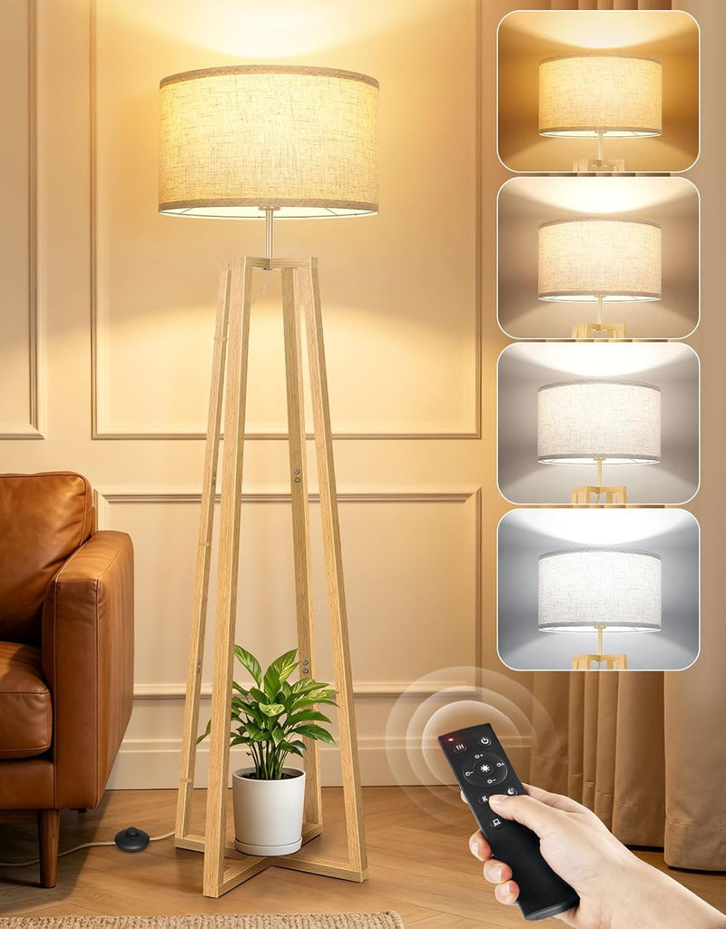 Walnut Floor Lamp with Crossed Square Wooden Base