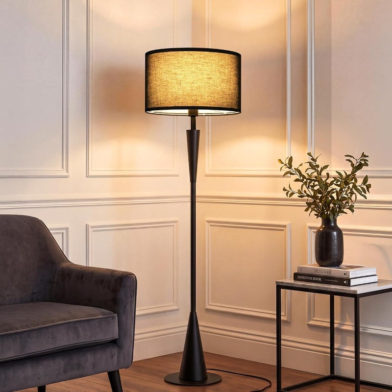 Walnut Floor Lamp with Crossed Square Wooden Base