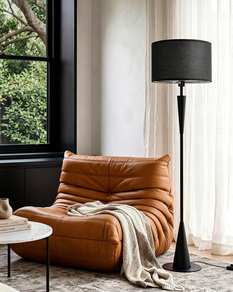 Walnut Floor Lamp with Crossed Square Wooden Base