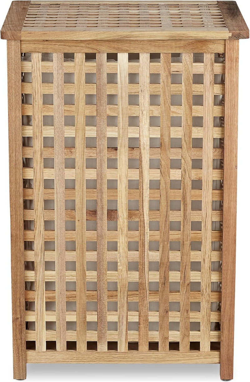 Walnut Laundry Hamper Wooden Storage Bin Basket