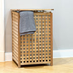 Walnut Laundry Hamper Wooden Storage Bin Basket
