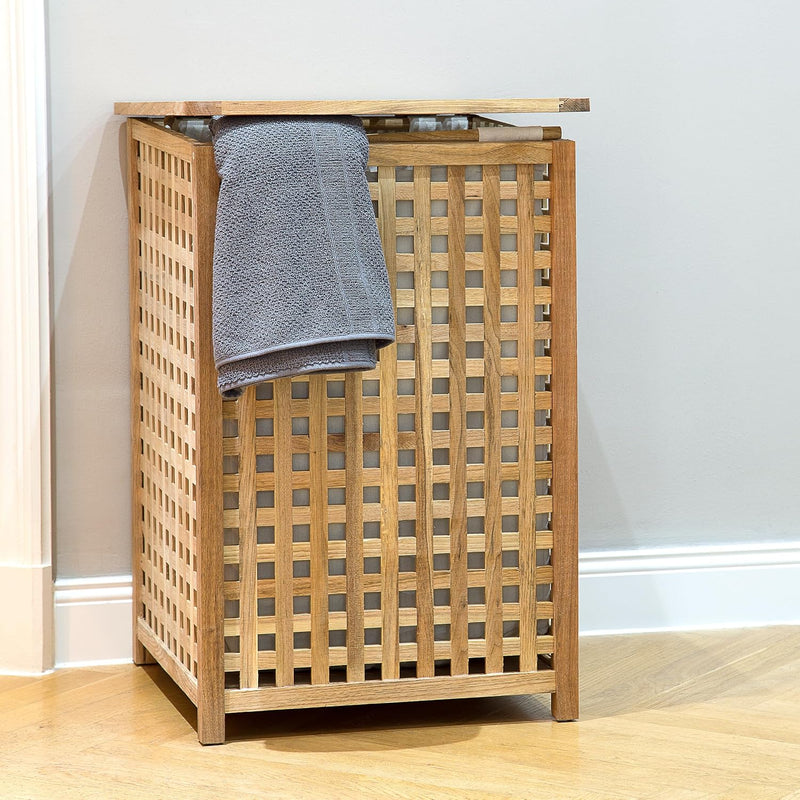 Walnut Laundry Hamper Wooden Storage Bin Basket