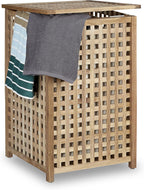 Walnut Laundry Hamper Wooden Storage Bin Basket