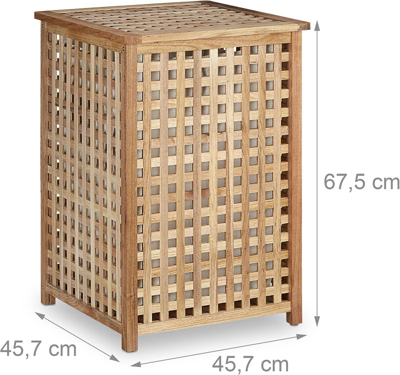 Walnut Laundry Hamper Wooden Storage Bin Basket