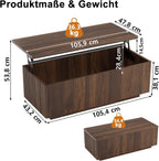 Walnut Lift Top Fluted Coffee Table with Hidden