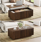 Walnut Lift Top Fluted Coffee Table with Hidden