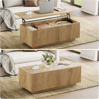 Walnut Lift Top Fluted Coffee Table with Hidden