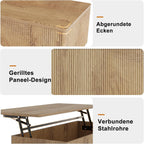 Walnut Lift Top Fluted Coffee Table with Hidden