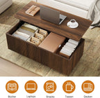 Walnut Lift Top Fluted Coffee Table with Hidden