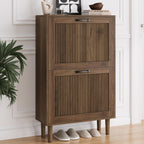 Walnut Shoe Cabinet with 2 Flip Drawers 23.6