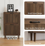 Walnut Shoe Cabinet with 2 Flip Drawers 23.6