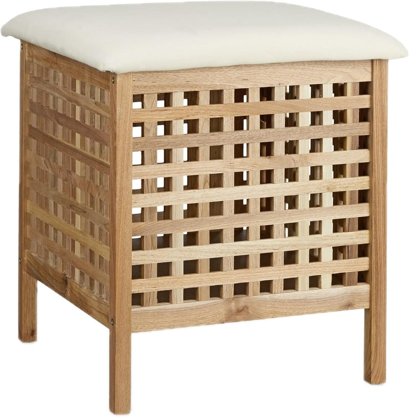 Walnut Storage Seat with Hamper