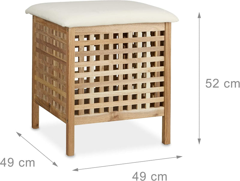 Walnut Storage Seat with Hamper
