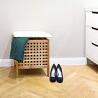 Walnut Storage Seat with Hamper