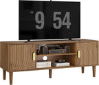 Walnut TV Stand with Line Groove Design 47.2