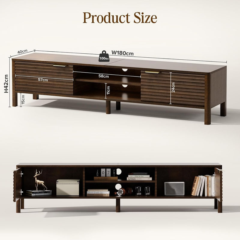 Walnut TV Unit Wooden Stand Cabinet