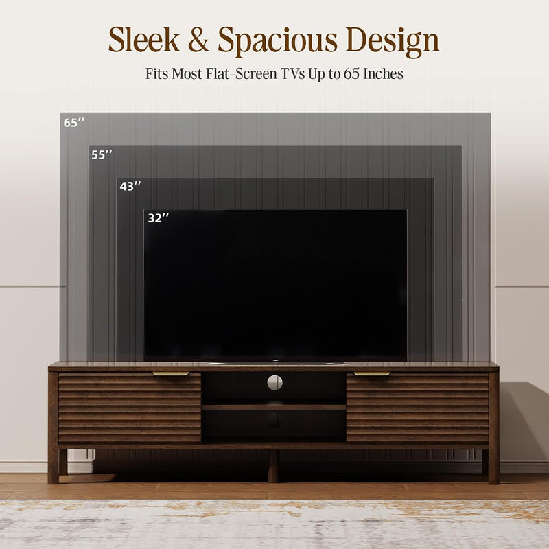 Walnut TV Unit Wooden Stand Cabinet