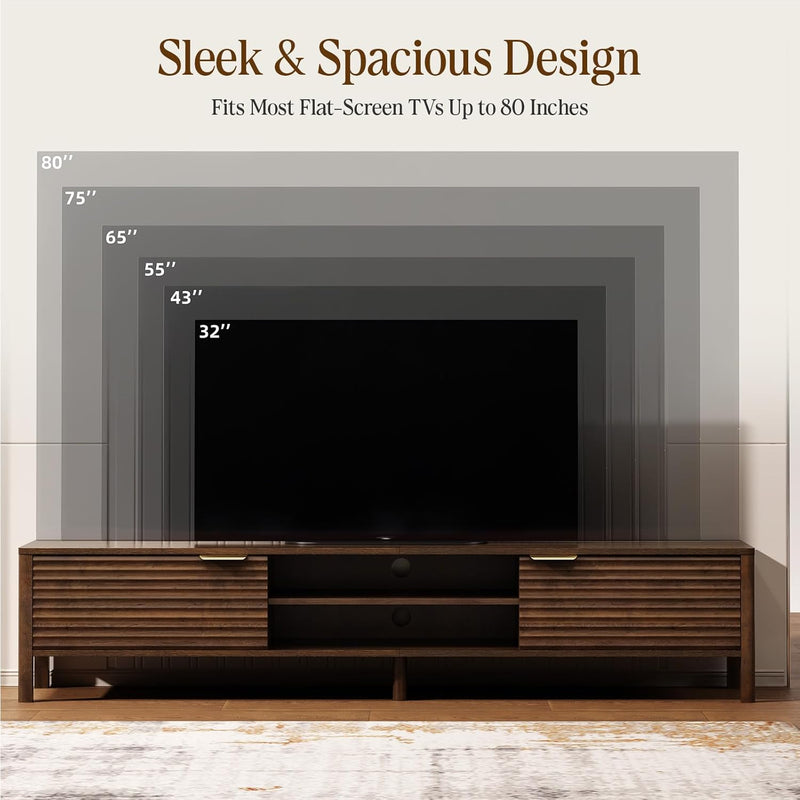 Walnut TV Unit Wooden Stand Cabinet
