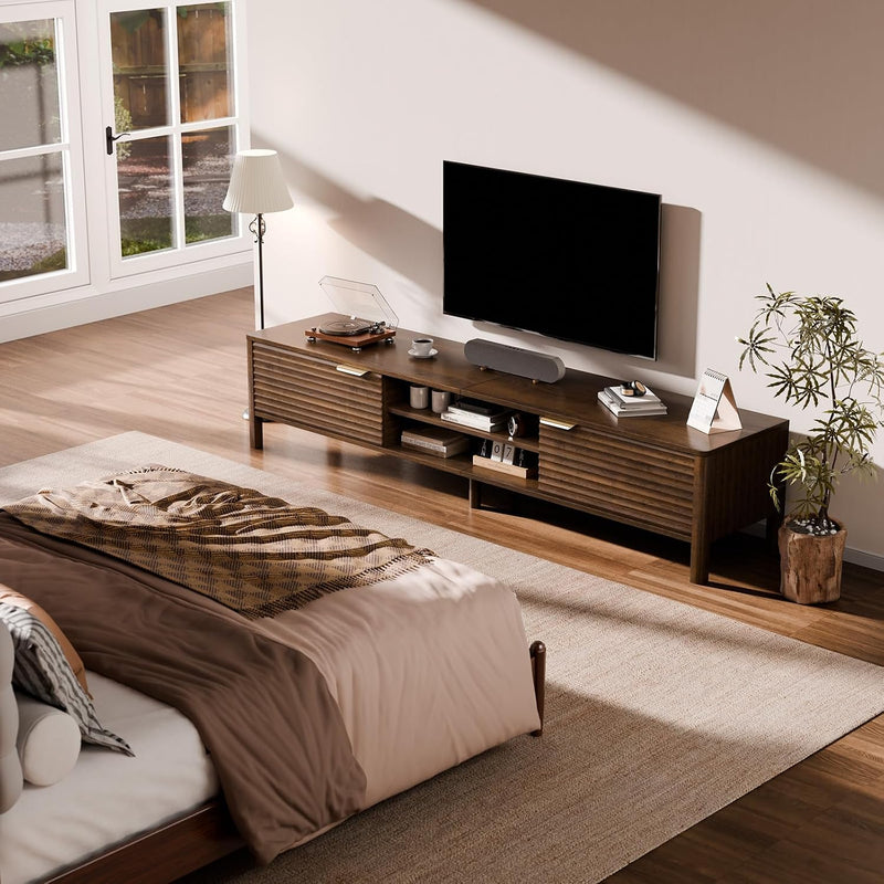 Walnut TV Unit Wooden Stand Cabinet
